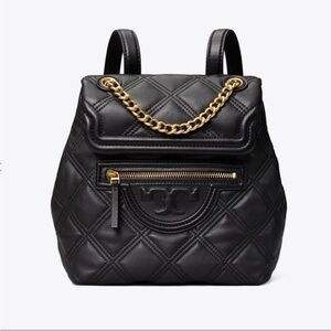 Tory Burch Fleming Black Quilted Mini Backpack